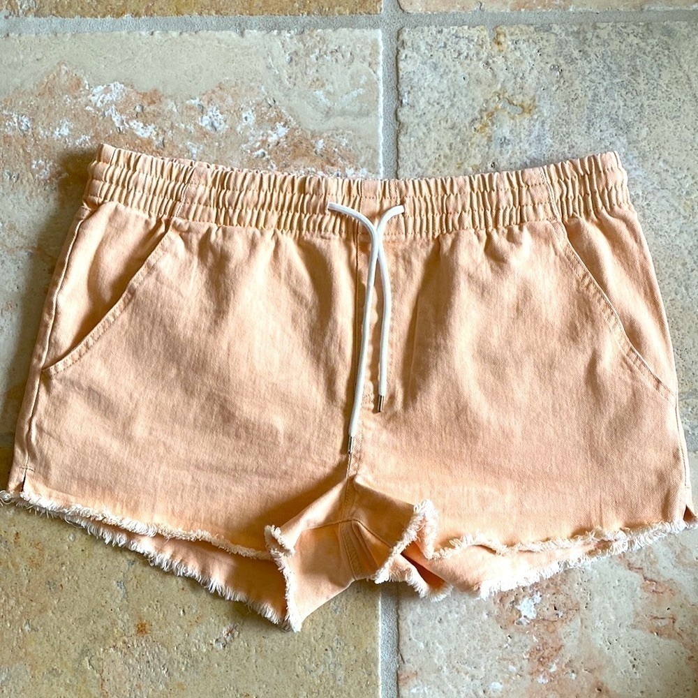 Celebrity Pink Denim Shorts Womens XXL raw hem High rise Peach Beach Loungewear